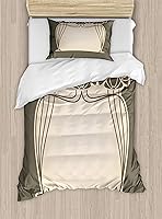 Vista 223 de Ambesonne Juego de funda de edredón color menta, líneas onduladas horizontales a rayas blancas abstractas de tonos suaves, exhibición de arte