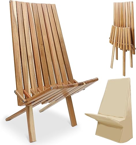Silla para exteriores, 1 unidad, 250 libras, silla plegable de madera para interiores y exteriores, para terraza, jardín, césped o comedor, silla