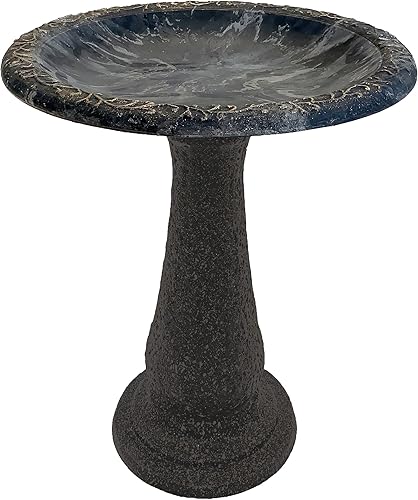 Miniatura 1 de Tierra Birds and Beyond 4-8177 - Baño de fibra para pájaros con cuenco brillante, 25 pulgadas, grisnegro