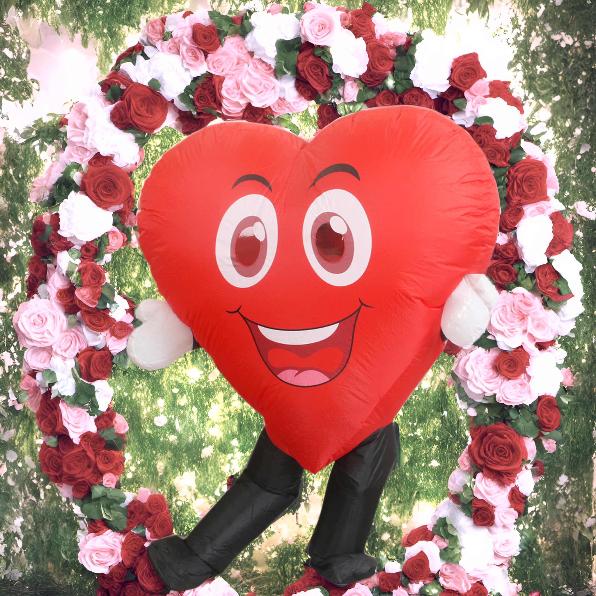 RHYTHMARTS Disfraz hinchable Corazón de Amor Rojo Disfraces Hinchables Rojos Disfraz de Mascota Adulto San para Valentín