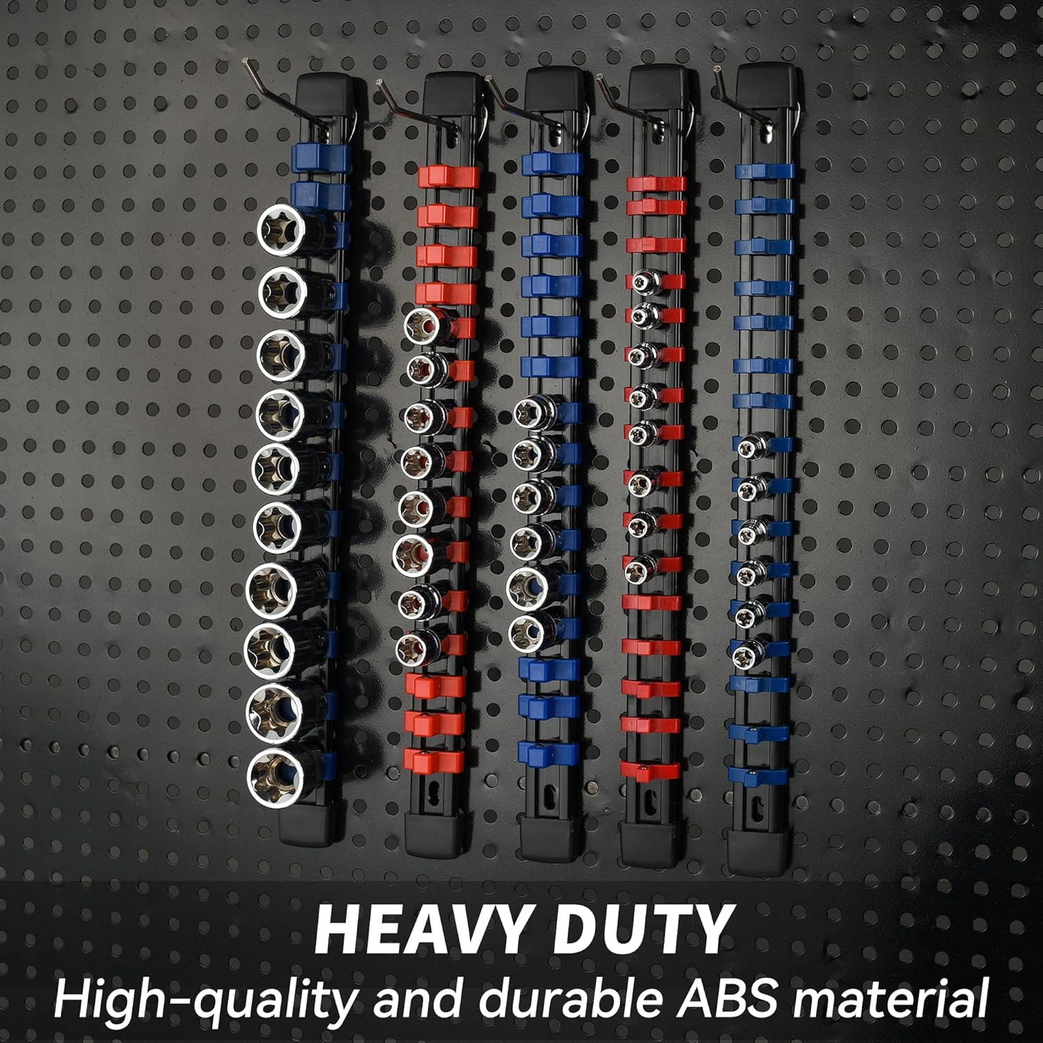 Socket Organizer Drive ABS Tools-Socket Holder, Premium Quality 18 Pieces Socket Holders Kit 1/4-Inch x 96 Clips, 3/8-Inch x 90 Clips, 1/2-Inch x 72 Clips