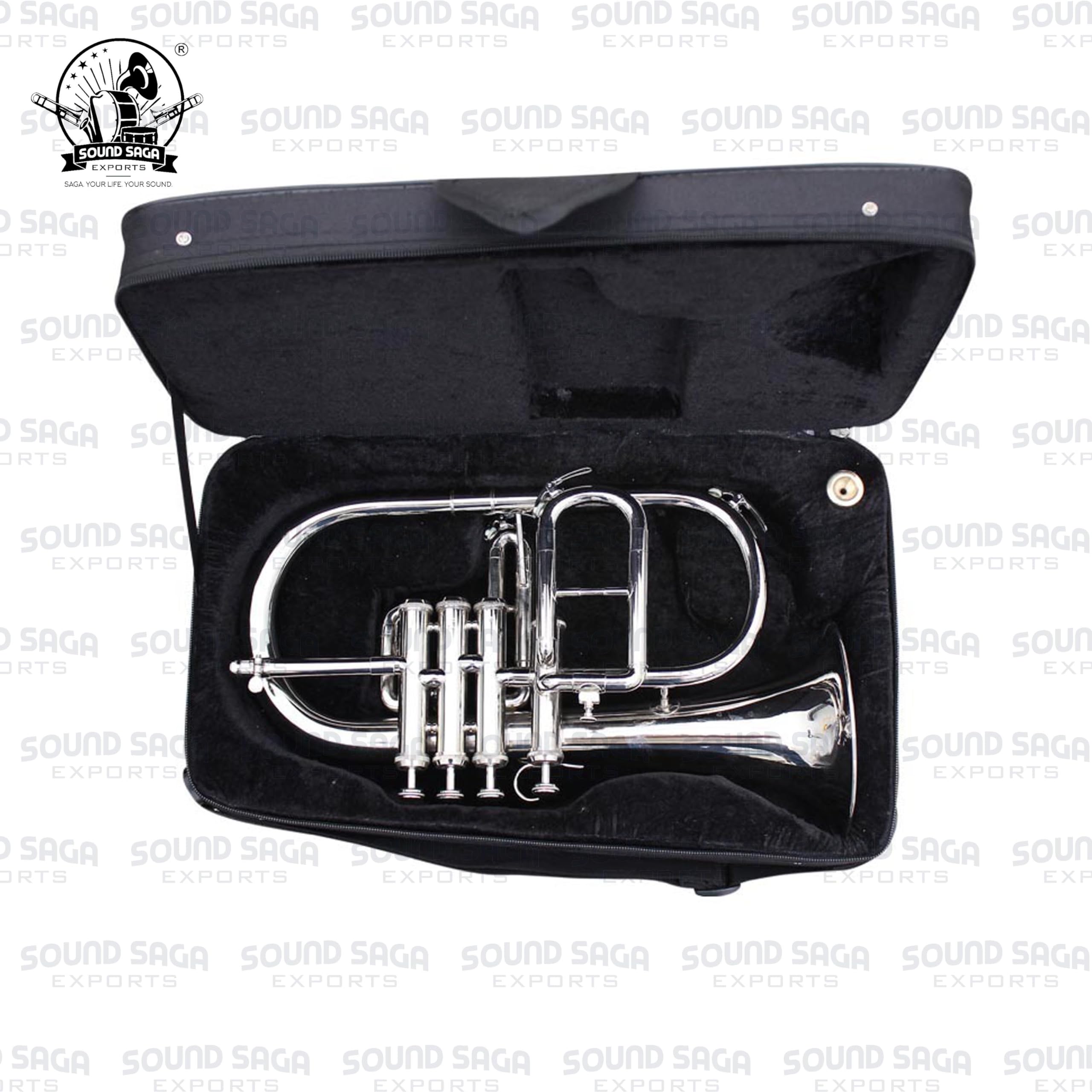 SoundSaga Sound Saga® - Tromba a 4 valvole in Sib, in ottone di alta qualità, con custodia rigida e bocchino (nichel)