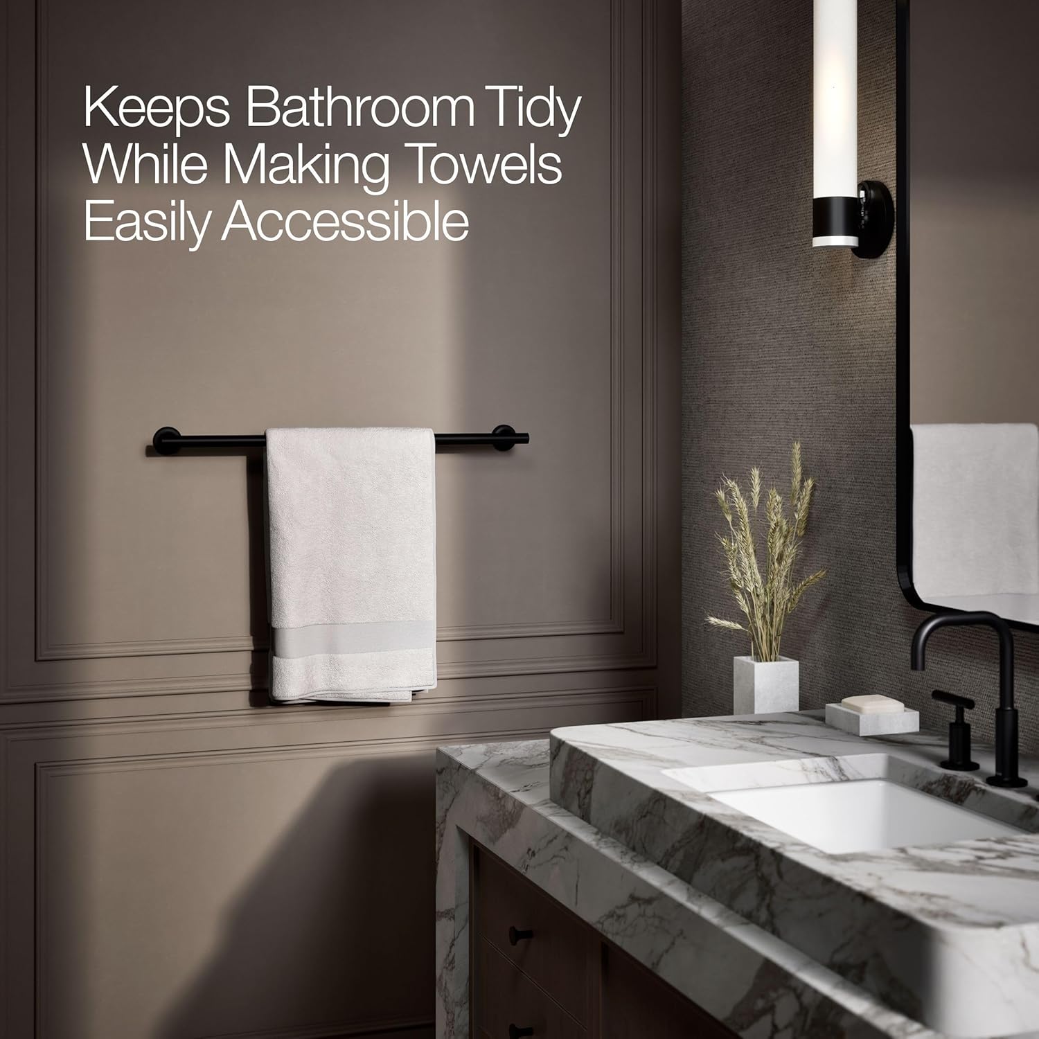 Kohler 14436-BL Purist® 24" Towel bar, Matte Black
