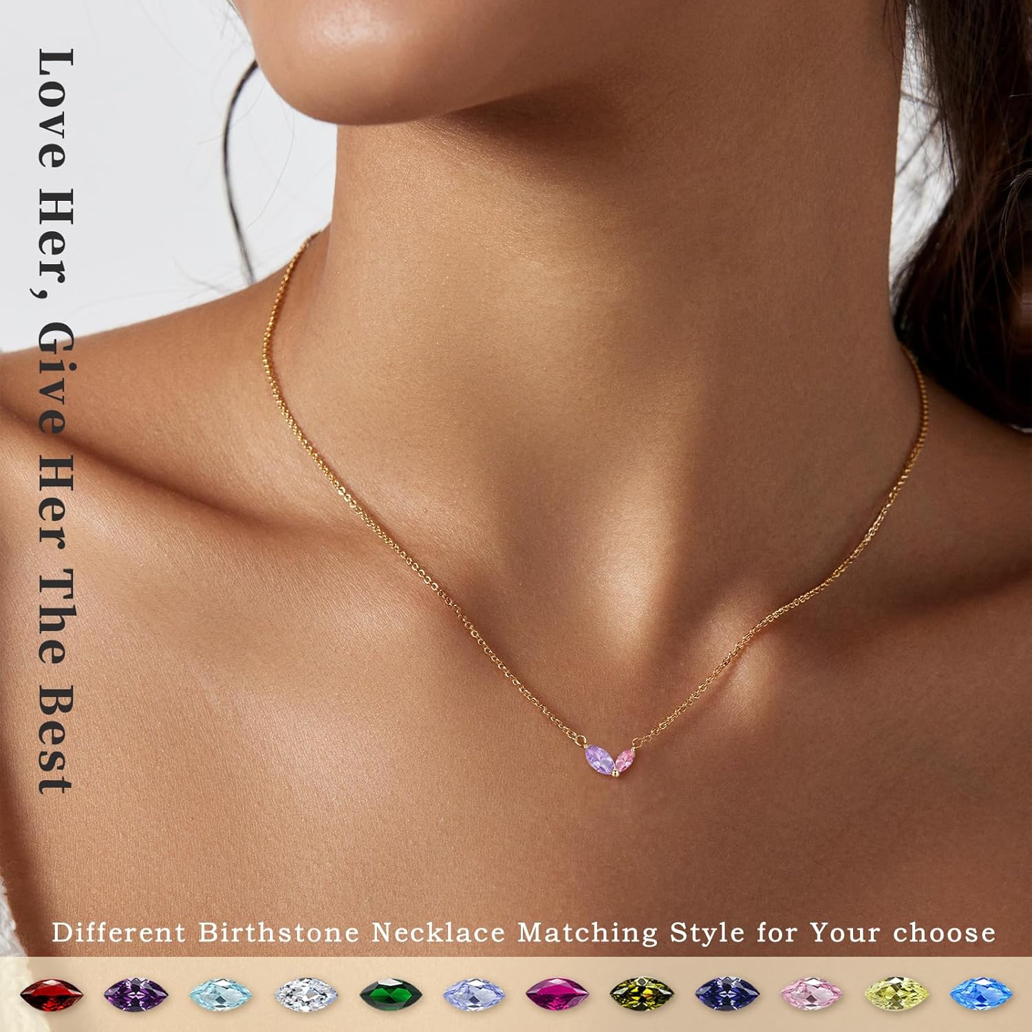 Valentines Day Gifts for Her Teens, Mothers Day Gift Birthstone Necklace for Women Dainty Gold Necklace with 2 Birthstone Teen Girl Gifts Trendy Stuff Birthday Gift Moms Graduation for Daughter Girlfriend Friend - Image 4