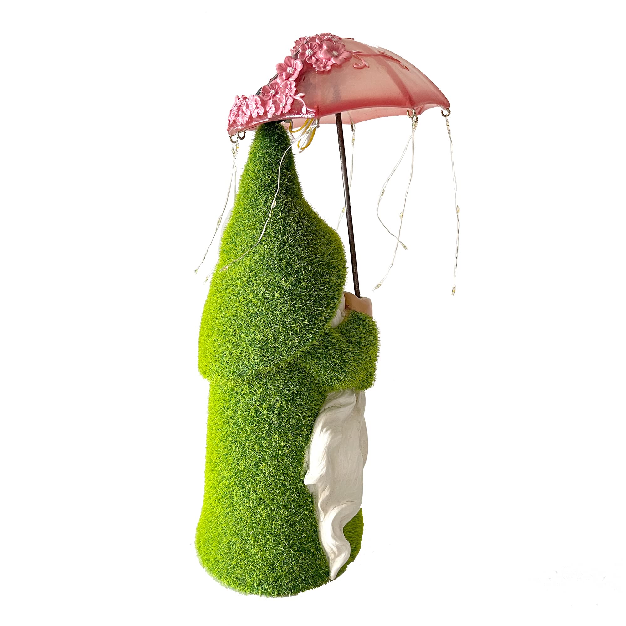 Roundot Garden Gnome Statue - Resin Gnome Couples Sculpture Hod Solar Powered LED Lights Umbrella, Outdoor Decorations for Patio Yard Lawn Porch, Ornament