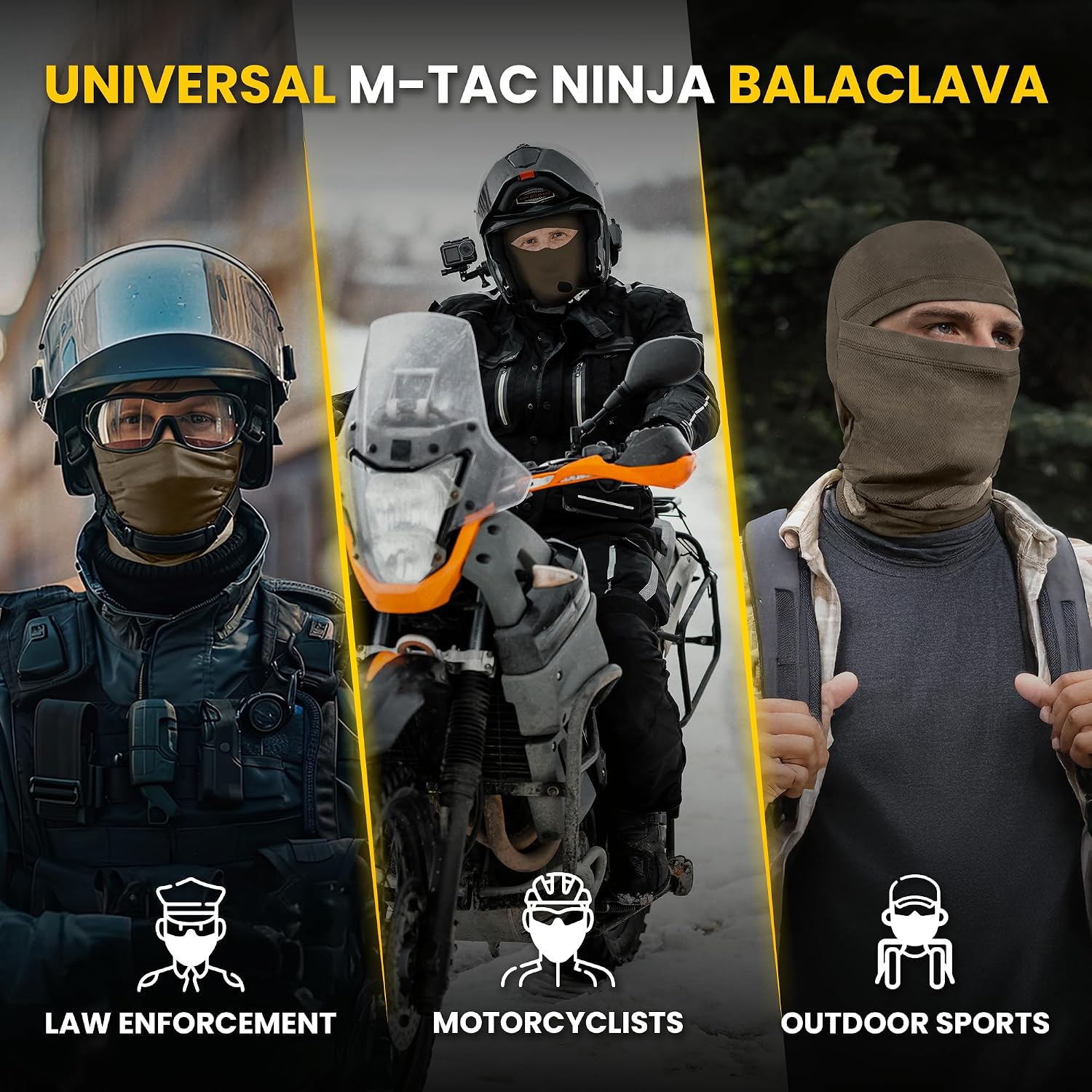 M-Tac Tactical Balaclava Face Mask for Men – Breathable Lightweight Ski Mask for Motorcycle Helmet, UV Dust Protection