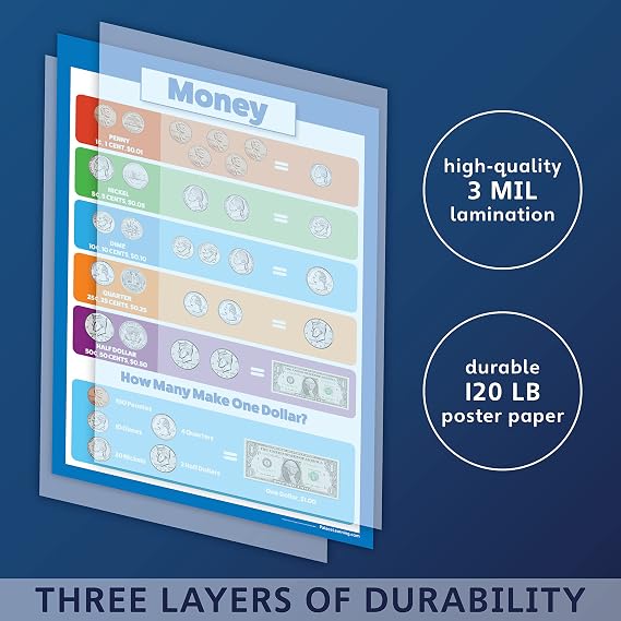 Palace Curriculum USA Money $ Poster Chart - LAMINATED - (18 x 24)