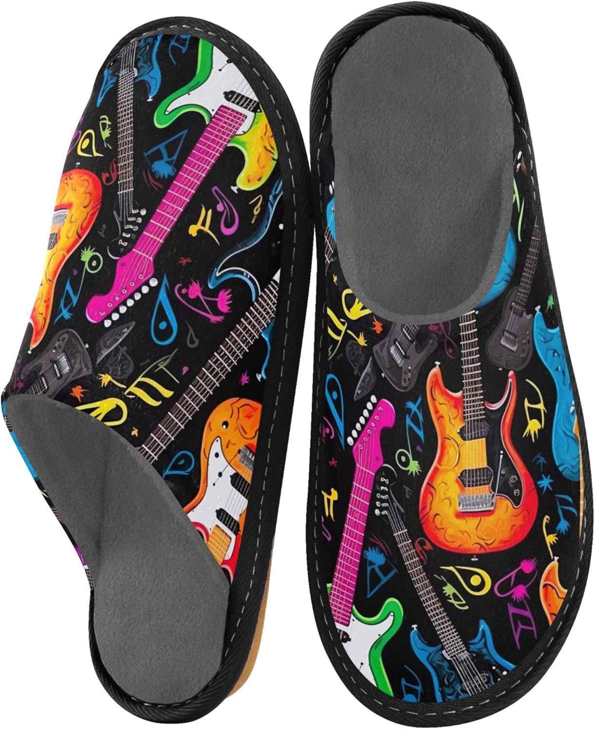 Guitar House Slippers – Cozy Fuzzy Slippers for Guests, Washable & Disposable, Perfect for Shoeless Home, Spa & Hotel Use A110128