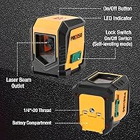 Vista 5 de PREXISO Nivel láser con trípode, nivel láser de línea cruzada autonivelante de 65 pies, herramienta niveladora de línea verde para colgar cuadros