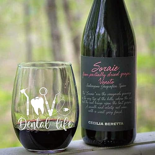 Miniatura 5 de AGMDESIGN Dental Life - Divertidas copas de vino con caja de regalo, regalo de graduación para estudiantes dentales, regalos de cumpleaños de