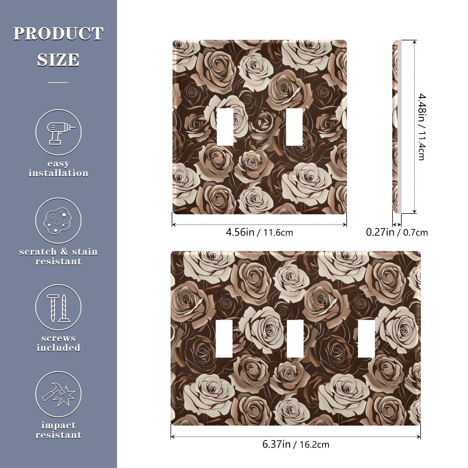 UMIRIKO Rose Flower Light Switch Cover Plate Covers Decorative Double Toggle Home Decor 202a8812