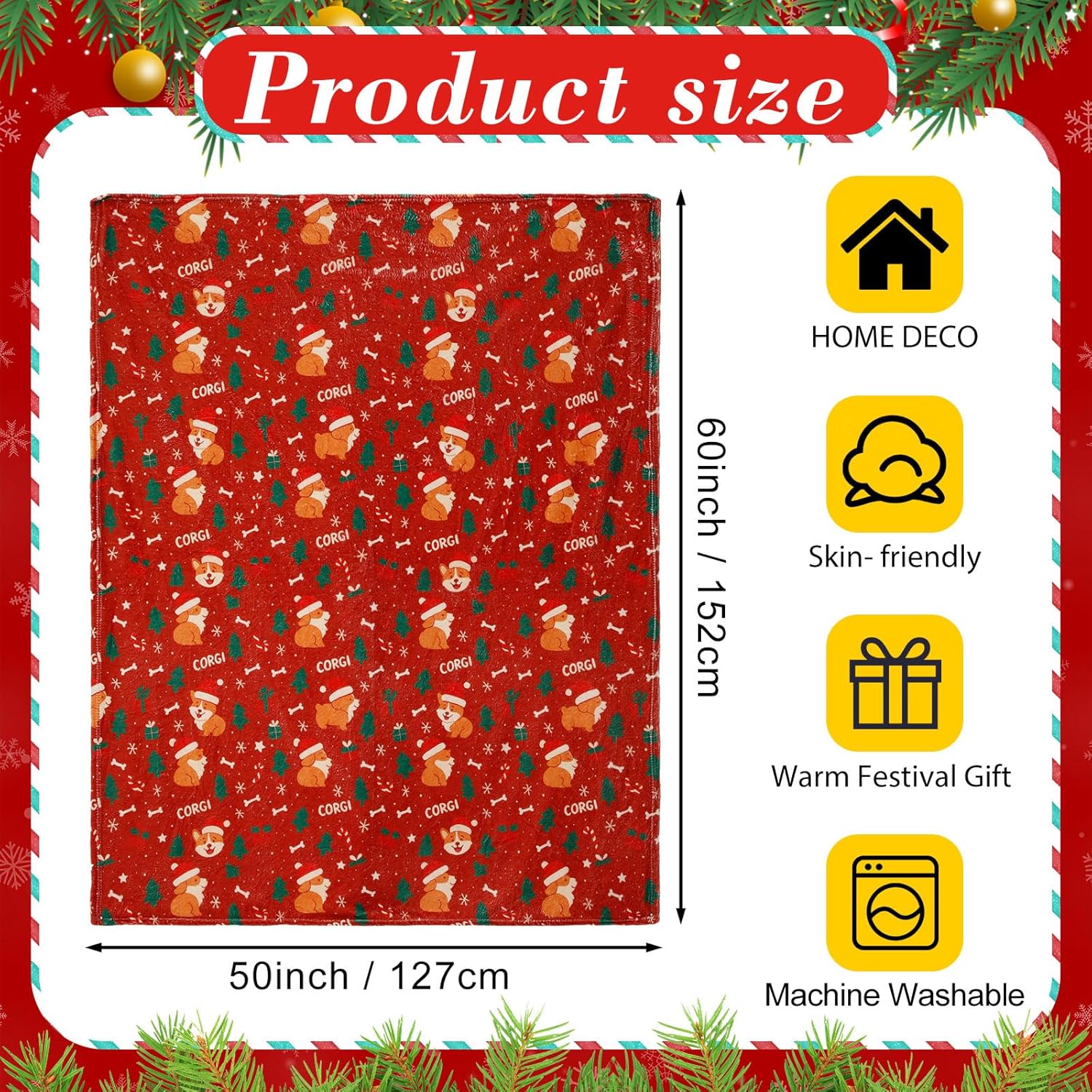 Tranqun 10 Pcs Spring Flannel Corgi Throw Blankets, 50" x 60" Winter Corgi Fleece Blanket Bulk for Women, Blue Xmas Sofa Fuzzy Blanket for Cozy Sofa Couch Spring Office Gift Decor - Image 2