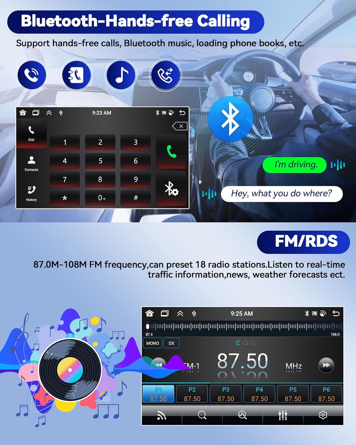 for 2011 2012 2013 Hyundai Elantra Android 15 Car Stereo Wireless CarPlay Android Auto Mirror Link, 9 inch Touch Screen Radio 2+64G GPS Navi WiFi Bluetooth RDS FM SWC+AHD Backup Camera
