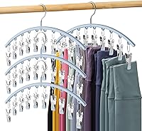 Vista 1 de Organizador de leggings para armario, colgador de metal para pantalones de yoga con revestimiento de goma, paquete de 4 con 10 clips para 40