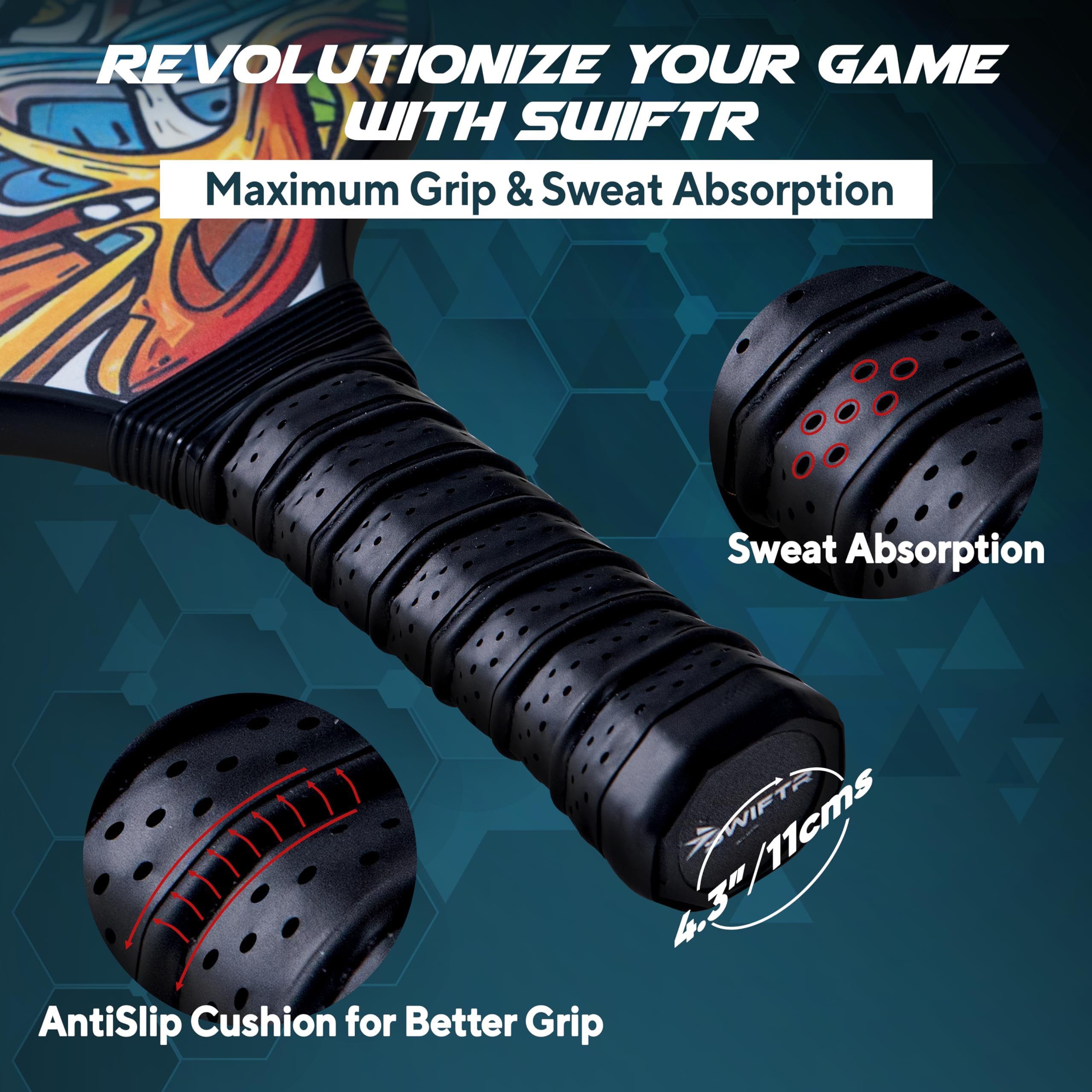 Swiftr Lot De 13 Raquettes De Pickleball En Carbone Graphite, Visage En Fibre De Verre Et Noyau En Polypropylène Plus épais En Nid D'abeille