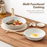 Vista 6 de SENSARTE Nonstick Frying Pan Skillets, White Ceramic Coating Omelette Pans, Healthy Cookware Chef's Pan, Free of Intentionally Added PTFE & PFAS