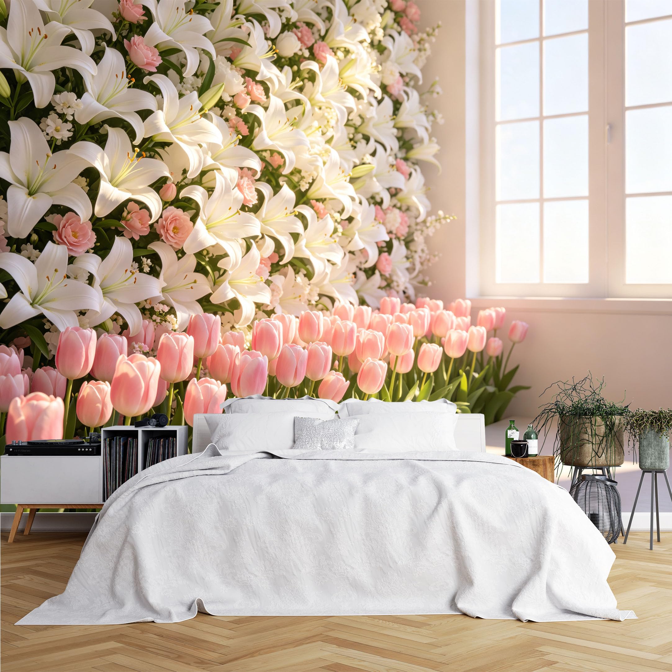 Lcythiazole Ch260615045 Custom Size Wall Murals Lily Tulip Floral Window Wall Wall Murals Large Photo Wallpaper Self-Adhesive Removable Wallpaper For Entryway Living Room