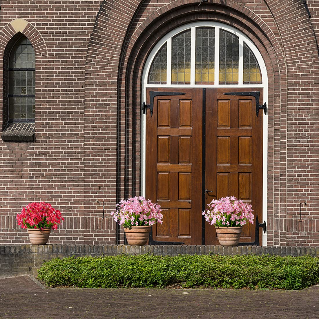 24 Bündel künstliche Narzissen, UV-beständig, kein Verblassen, künstlicher Kunststoff, Lotus für Hochzeit, Garten, hängende Pflanzgefäße, Innenbereich, Veranda, Büro, Heimdekoration (rosa)