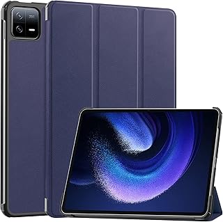 For Xiaomi Pad6 / Pad6 Pro ケース Kluso 超軽量 極薄 高級PU レザー 開閉式三つ折 スタンド スマートケース スタンド 機能 スマートカバー 充電対応 シャオミ Pad 6 / Pad 6 Pro 対応 (ブルーブラック)