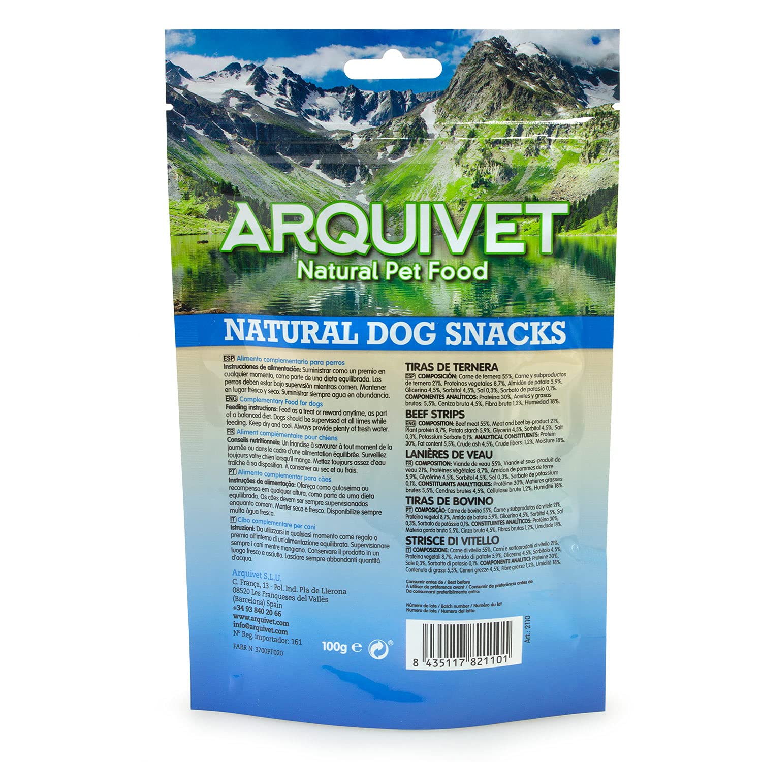 Arquivet Lot de 12 Bandes de bœuf 100 g - Natural Dog Snacks - 100% Naturel - friandises, friandises pour Chiens - Produit Light - Très Riche en nutriments