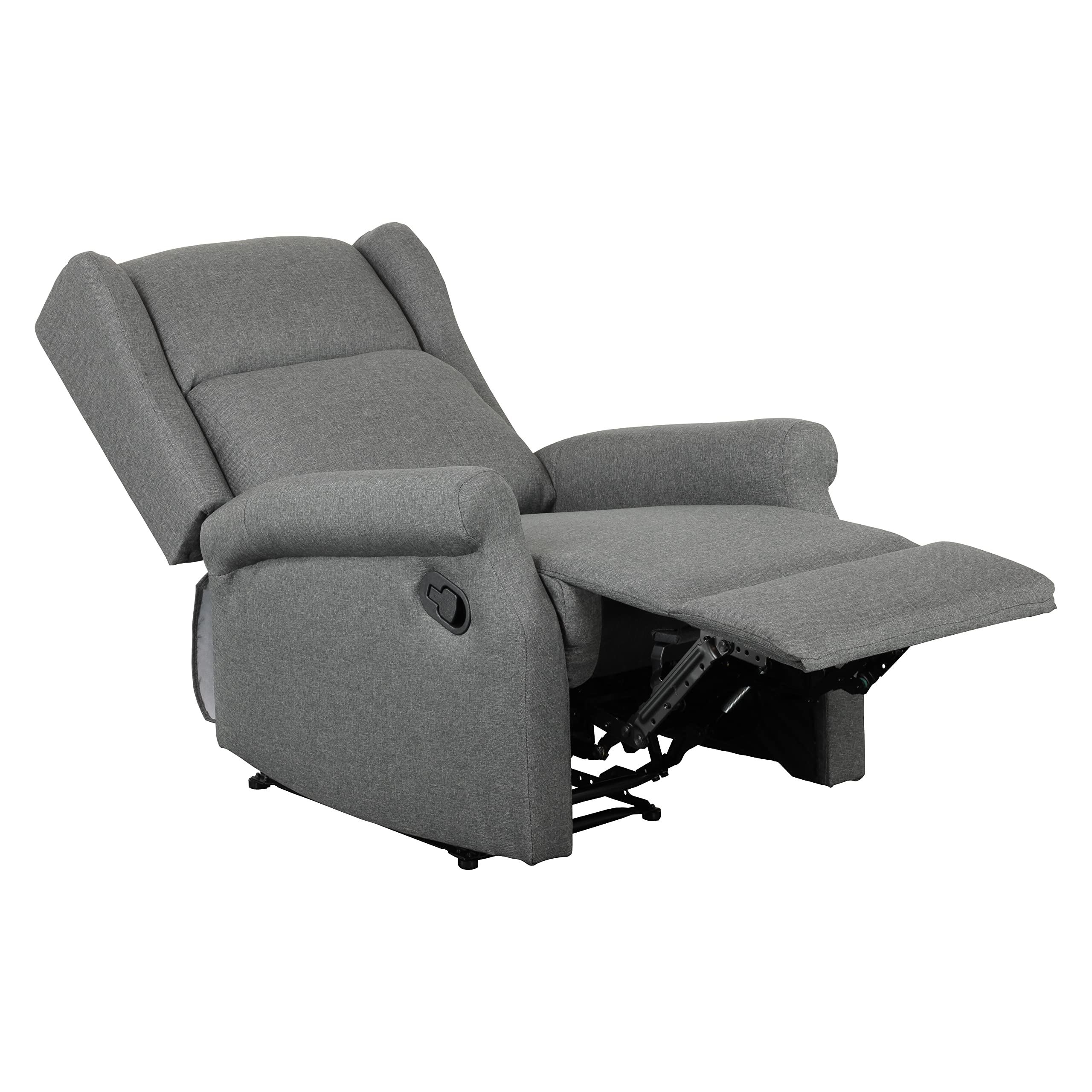 Totò Piccinni Poltrona BARCELLONA Relax Reclinabile con Poggiapiedi Imbottita Confortevole (Tessuto Grigio, Manuale)