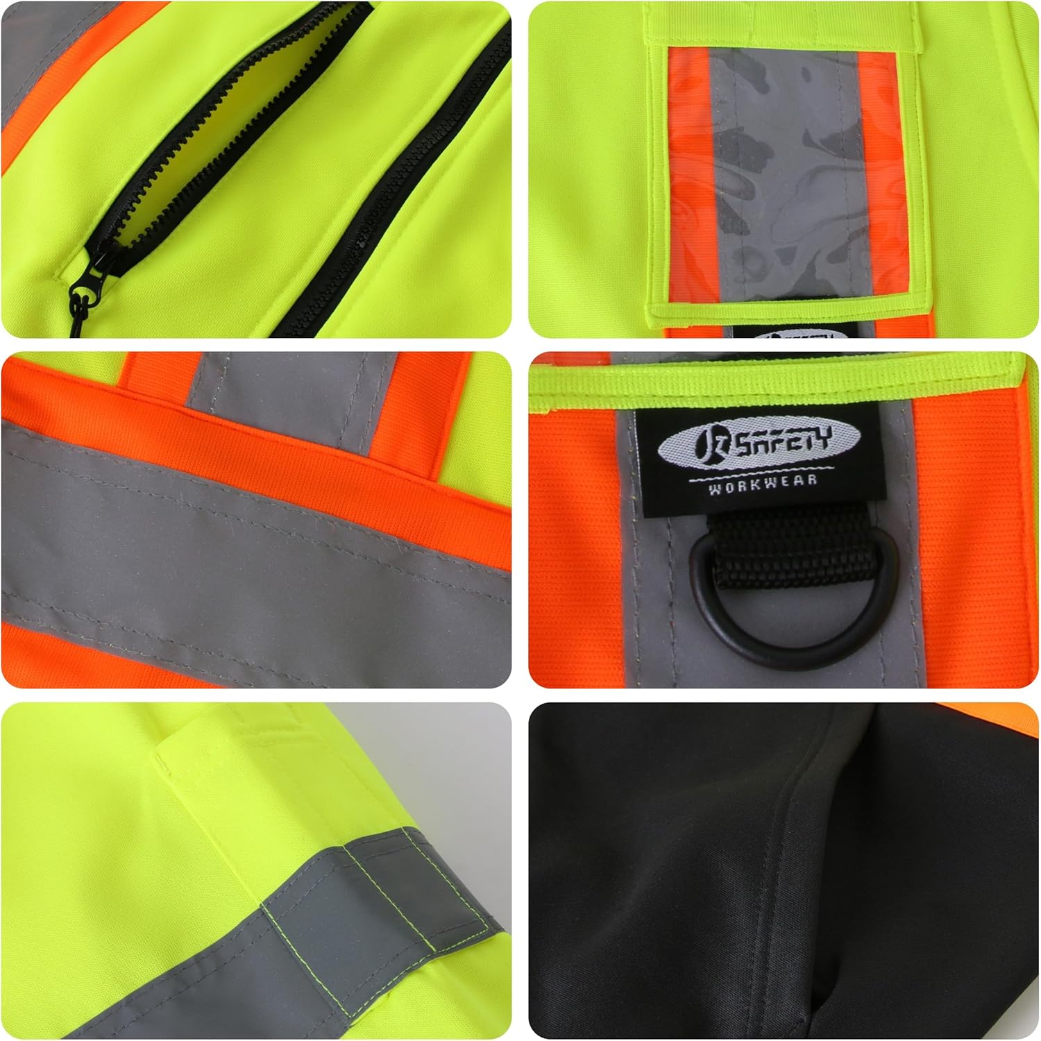 JKSafety Hi Vis Hoodie for Men Women High Visibility Reflective Sweatshirt with Zipper Meet ANSI Standard(SS260) - Image 4