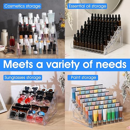 Miniatura 7 de Paquete de 2 organizadores de esmalte de uñas acrílico, 84 botellas de 7 capas, estante de exhibición de acrílico transparente, organizador de