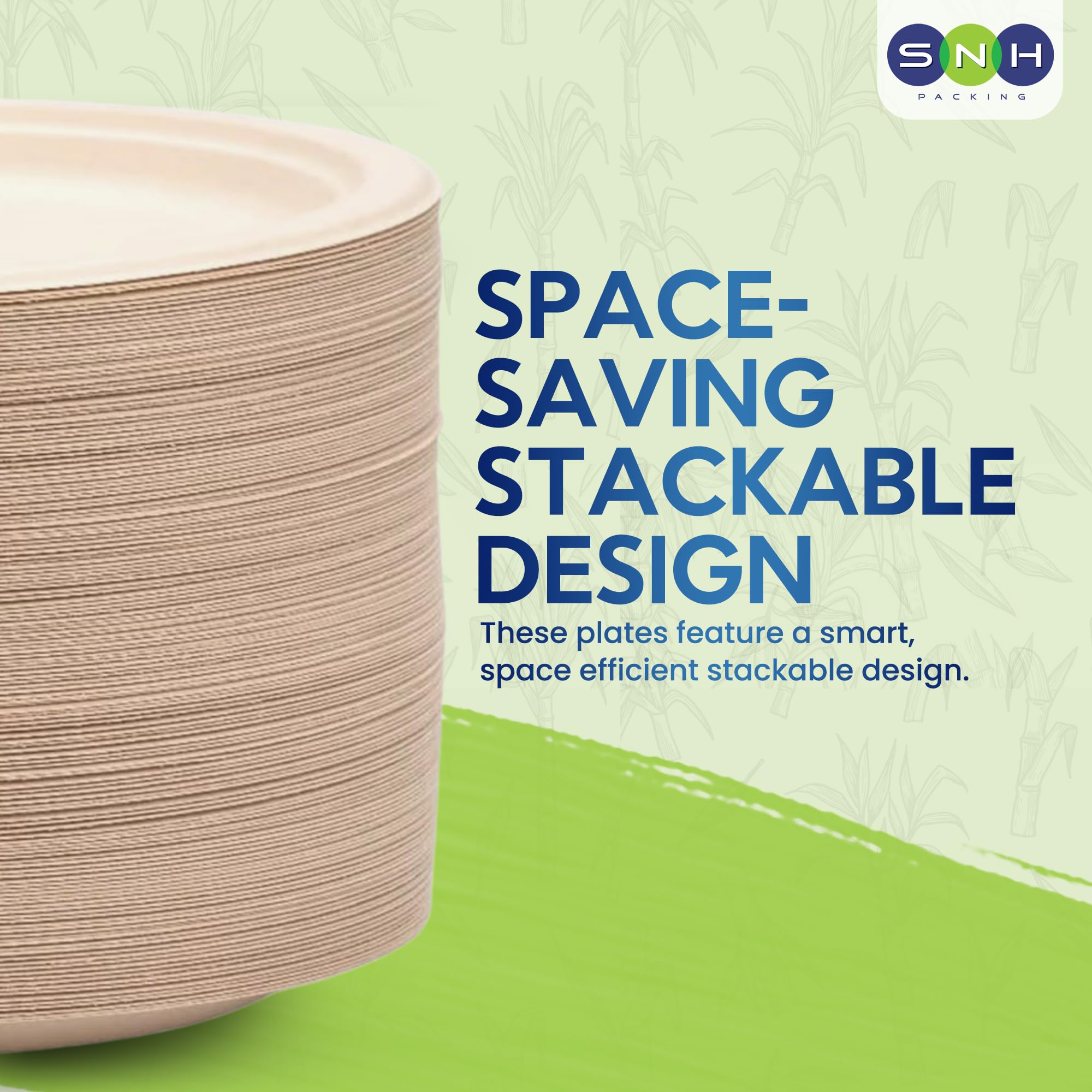 SNH Packing Piatti compostabili da 17,8 cm [confezione da 125], piatti di carta resistenti, ecologici, biodegradabili, in bagassa di canna da zucchero, marrone naturale, usa e getta, per dessert