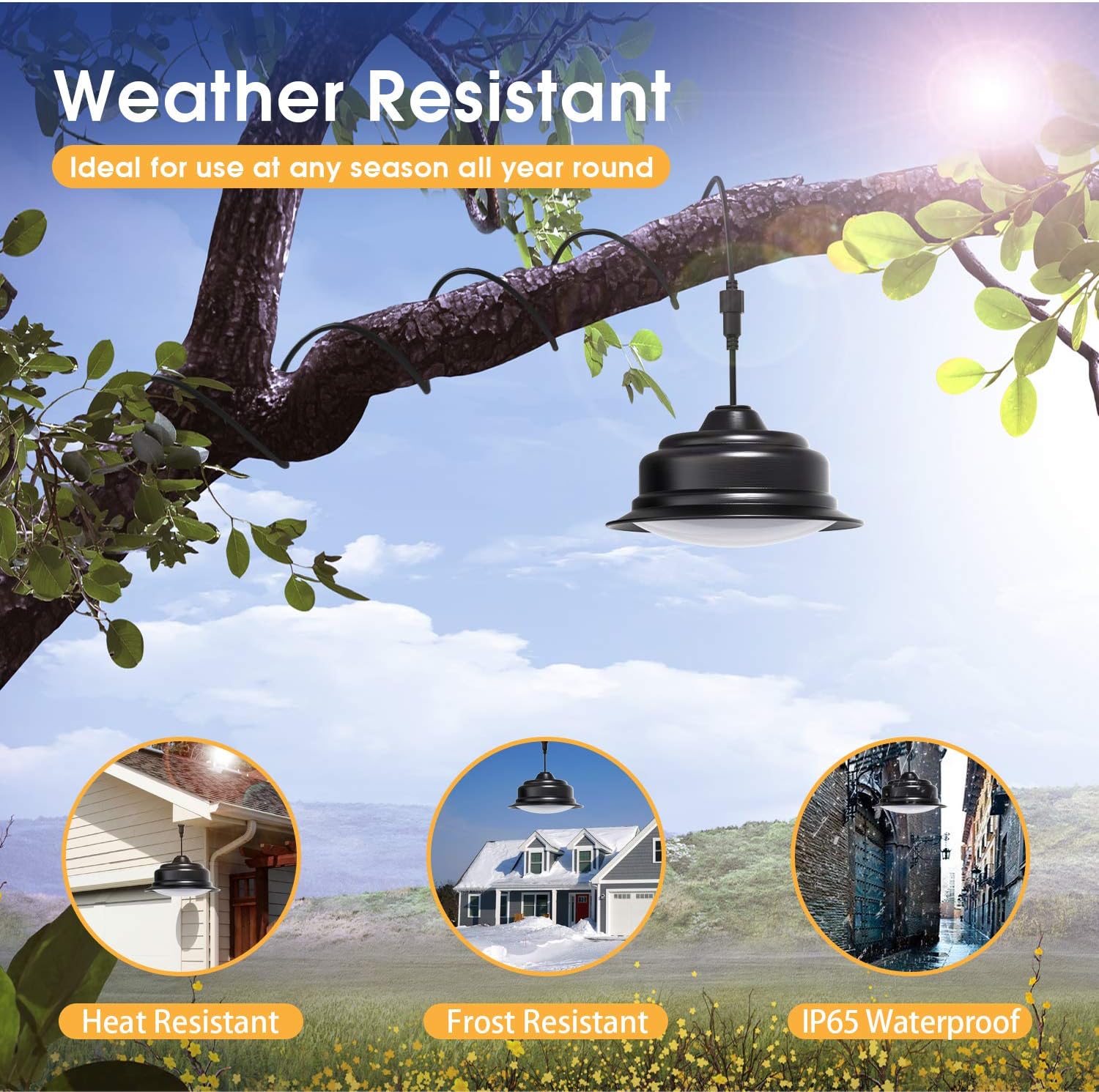 Lowest Price UPONUN Solar Lights Indoor Outdoor Home Dual Head Solar Pendant Light with Smart Remote Control Dual Color Switchable Brightness & Timing Adjustable Solar Ceiling Light for Shed Barn Yard Patio Porch