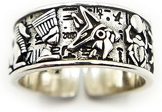 Silver Plated Egyptian Gods Totem Ring Anubis Pharaoh Adjustable Opening Ring Retro Style