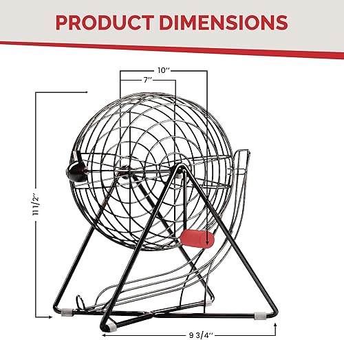 Miniatura 2 de MR CHIPS Juego de bingo profesional de 11 pulgadas de alto con jaula de acero, bolas eternas de 7/8 pulgadas, tablero maestro para bolas