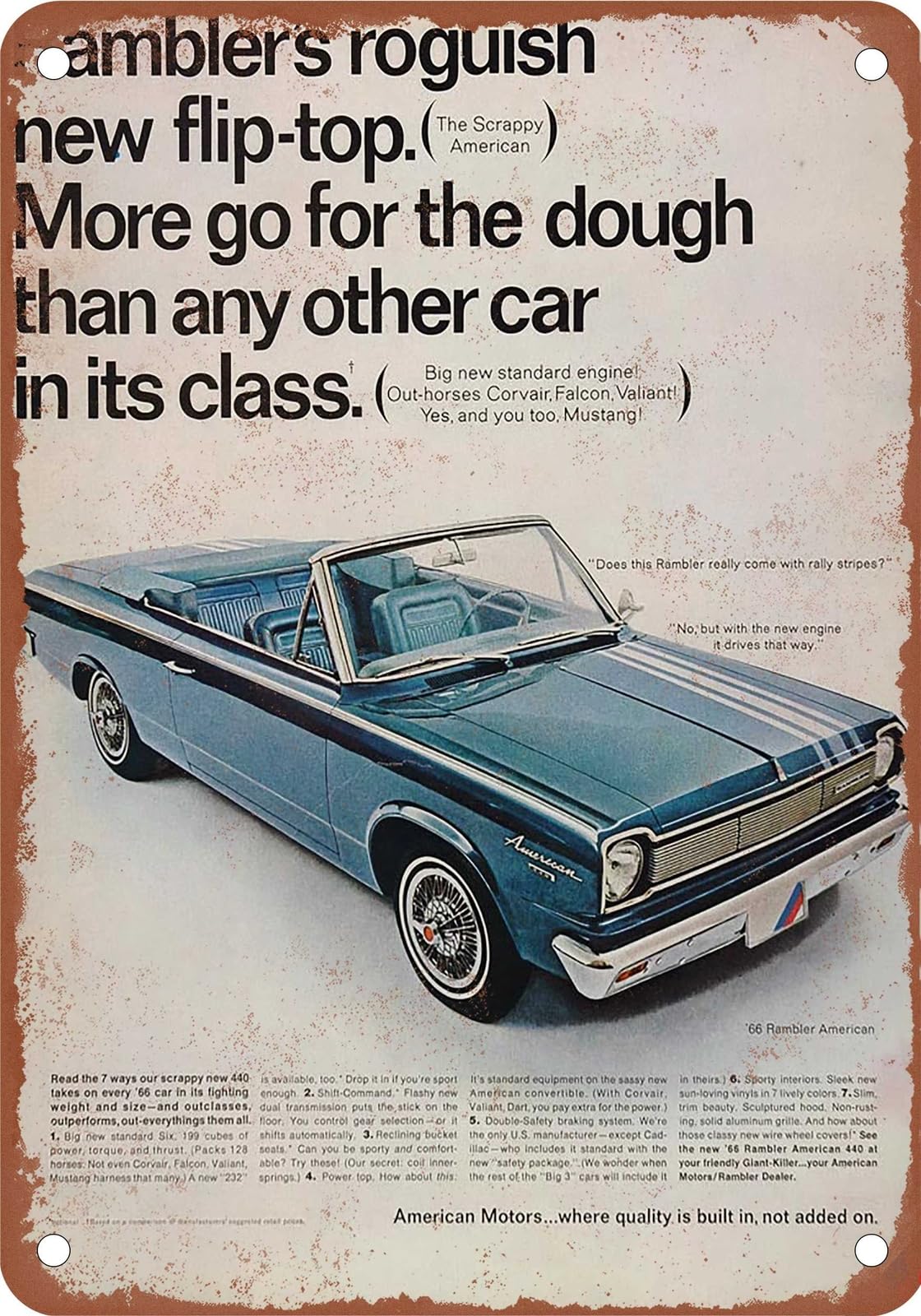 METAL SIGN - 1966 Rambler Vintage Ad 05 - Old Retro Rusty Look home decor