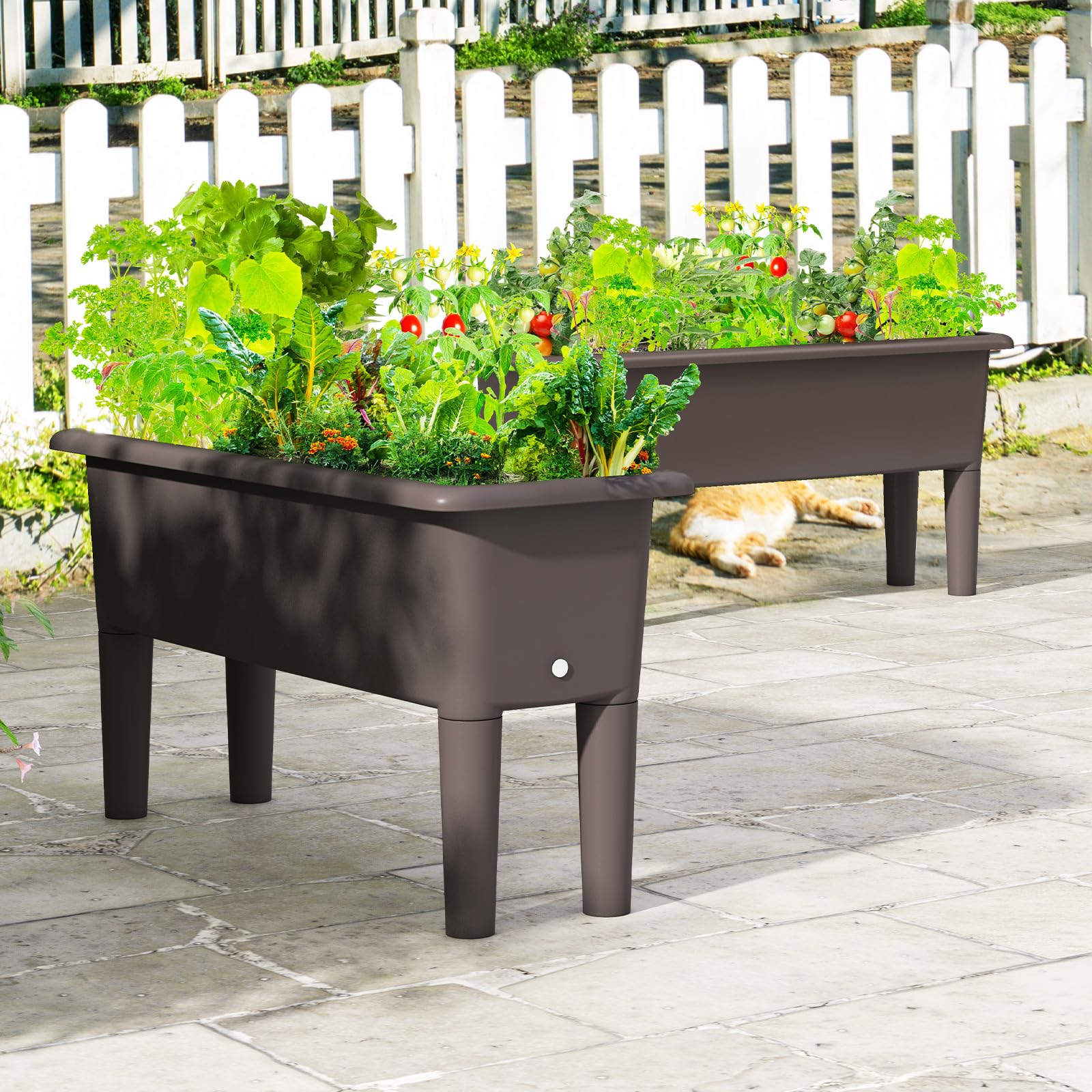 Self Watering Planter HONEY JOY Raised Garden Bed Elevated Planter Box With  Drainage Gaps Outdoor Wood Planter Container TOPB006827 - The Home Depot  Planter Boxes Outdoor, image size:1600x1600