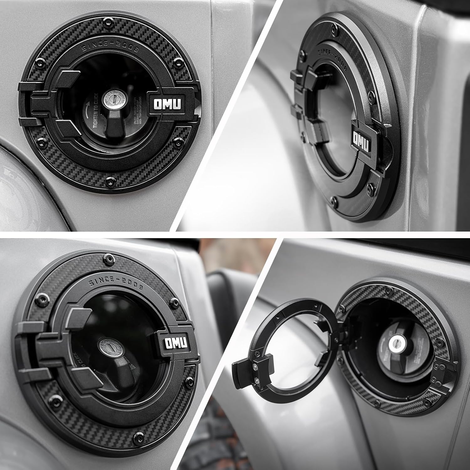 OMU Genesis Series Aluminum Transparent Space Capsule Gas Tank Cover Compatible with 2007-2018 Jeep Wrangler JK