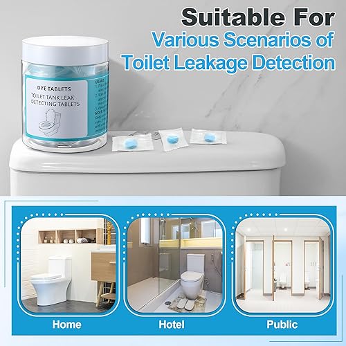 Miniatura 7 de Demissle Tabletas de Detección de Fugas de Inodoro, 30 Piezas Tabletas de Tinte Azul para Taza con Botella de Almacenamiento, Detecta Fugas
