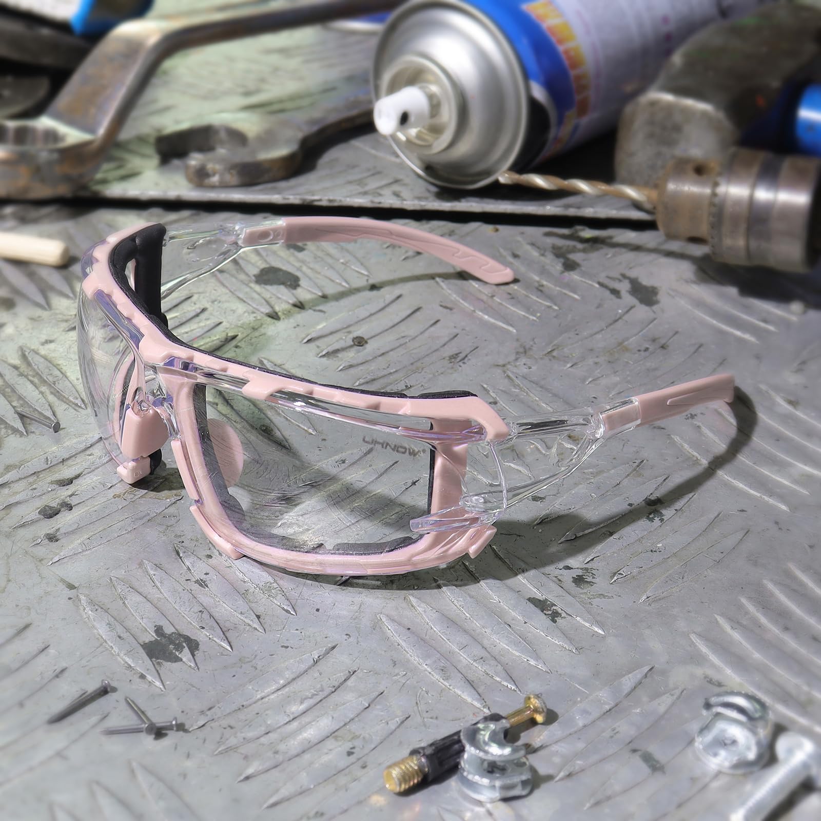 UKNOW Lunettes de sécurité – Verres enveloppants anti-buée – Joint en mousse amovible – Lunettes de protection ANSI Z87.1 – Résistant aux chocs
