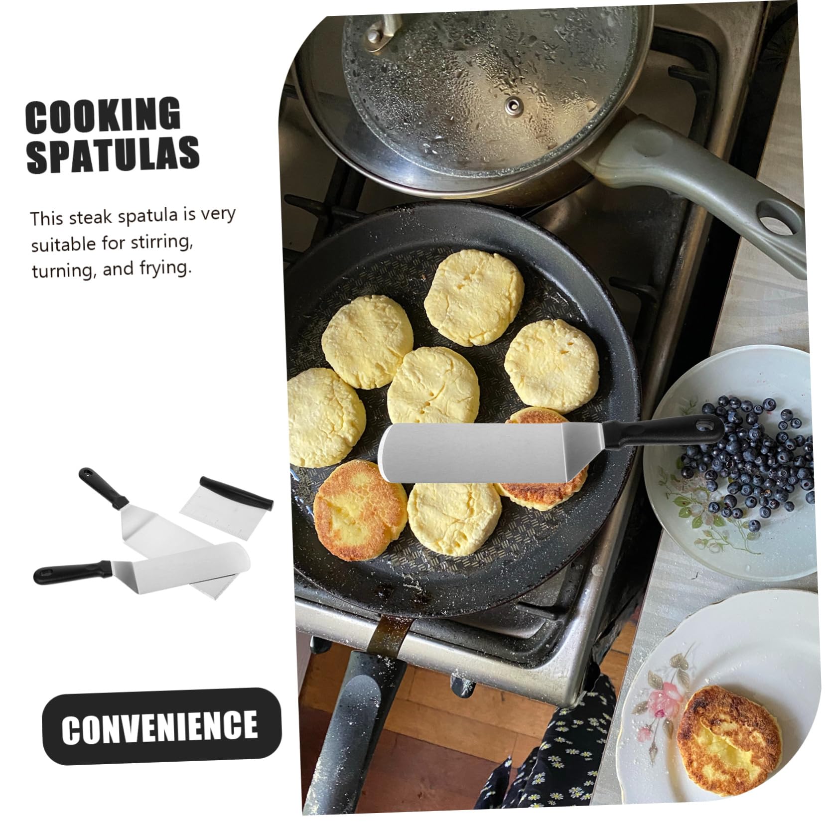Spatule Inox Multifonction pour Barbecue Plancha et Pâtisserie Ustensiles de Cuisine Portable pour Steak Pizza Œufs et Pancakes