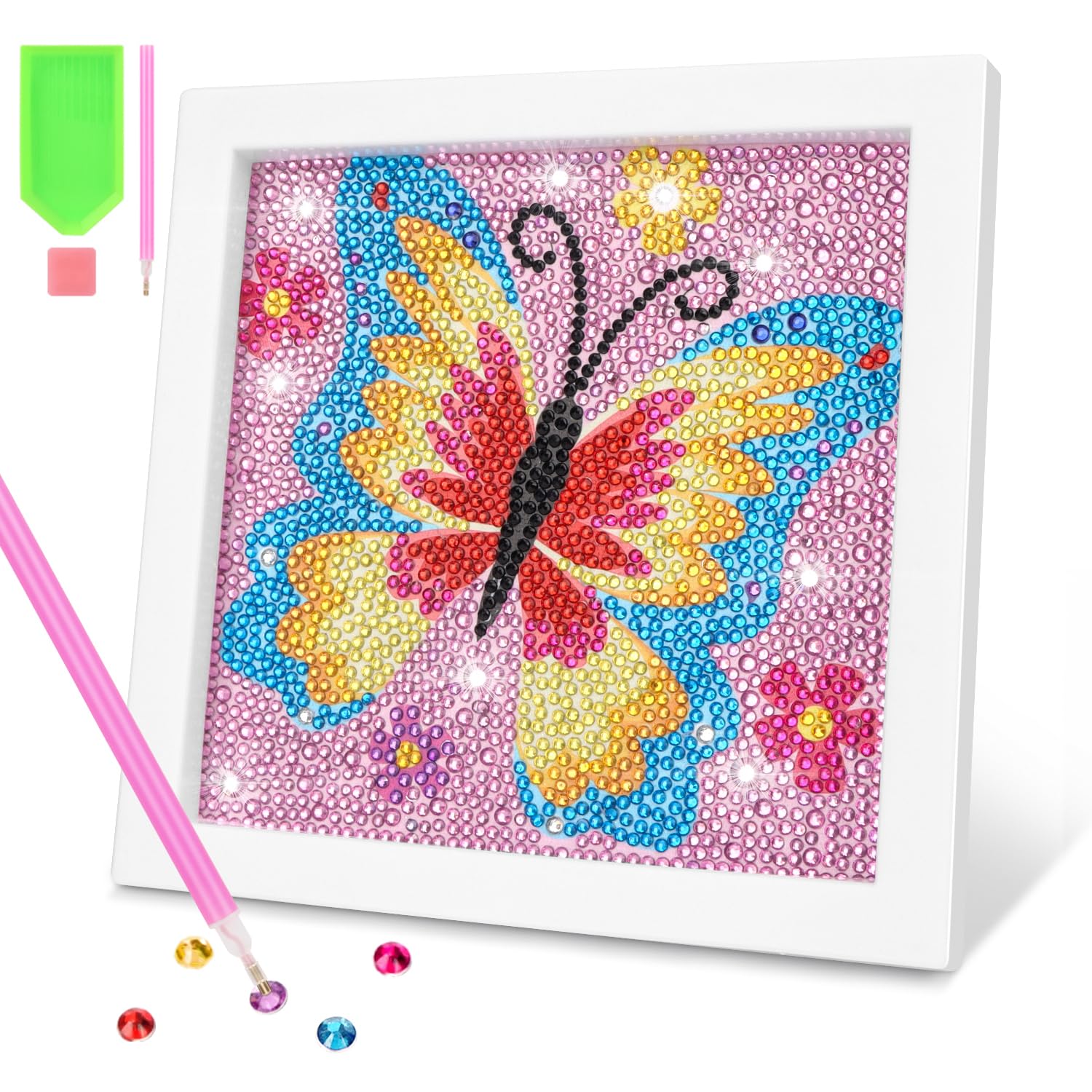 OWill Diamond Painting Enfant,Papillon Broderie Diamant Kit Complet