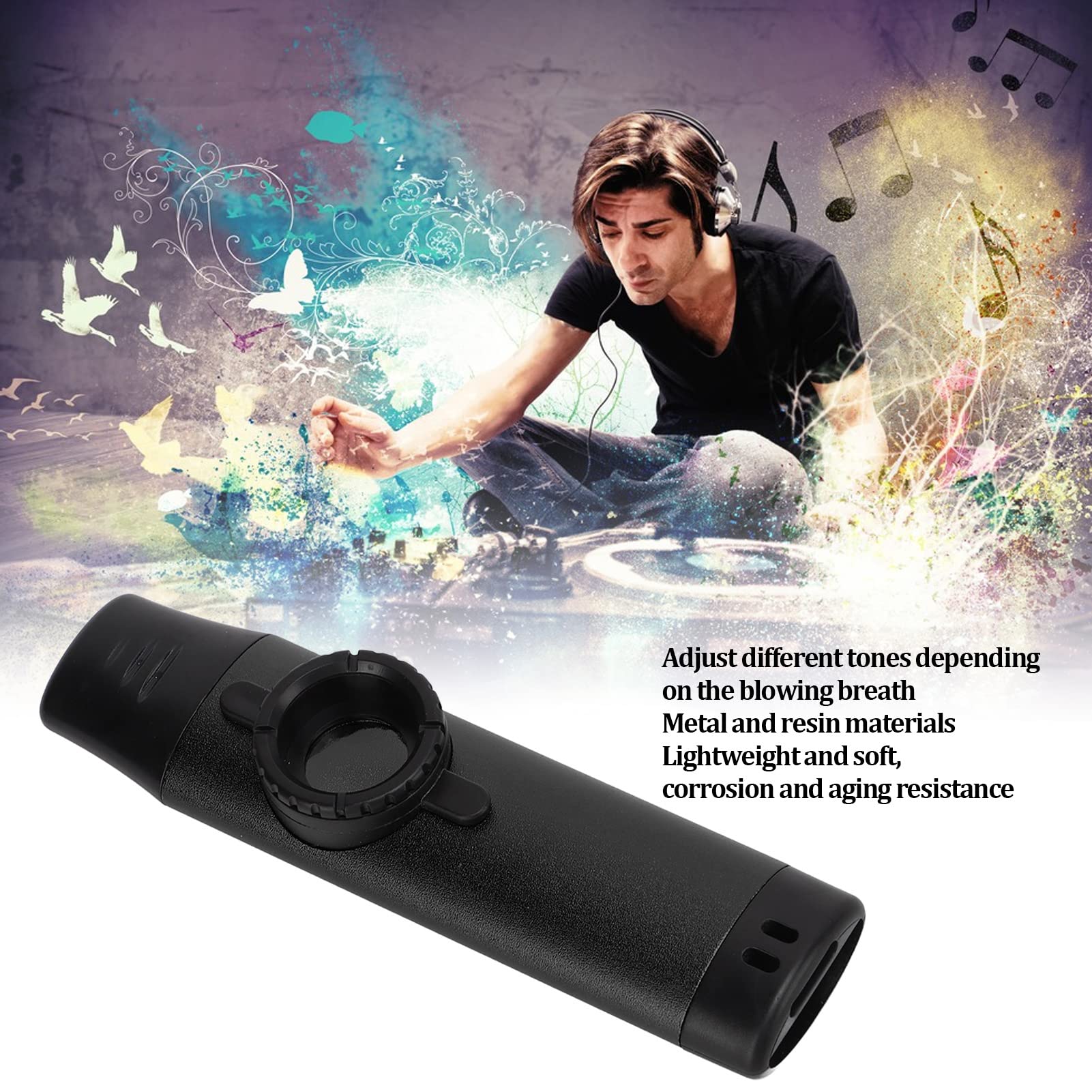Kazoo　559 Adjustable Metal Kazoo, Durable Resin Mouthpiece with Lanyard