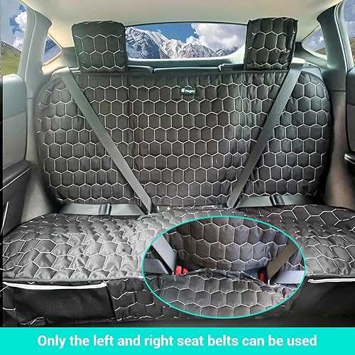 Miniatura 9 de Meginc Fundas de asiento para perro para asiento trasero, forro para mascotas para Tesla Modelo Y, 100% impermeable, protector de asiento trasero