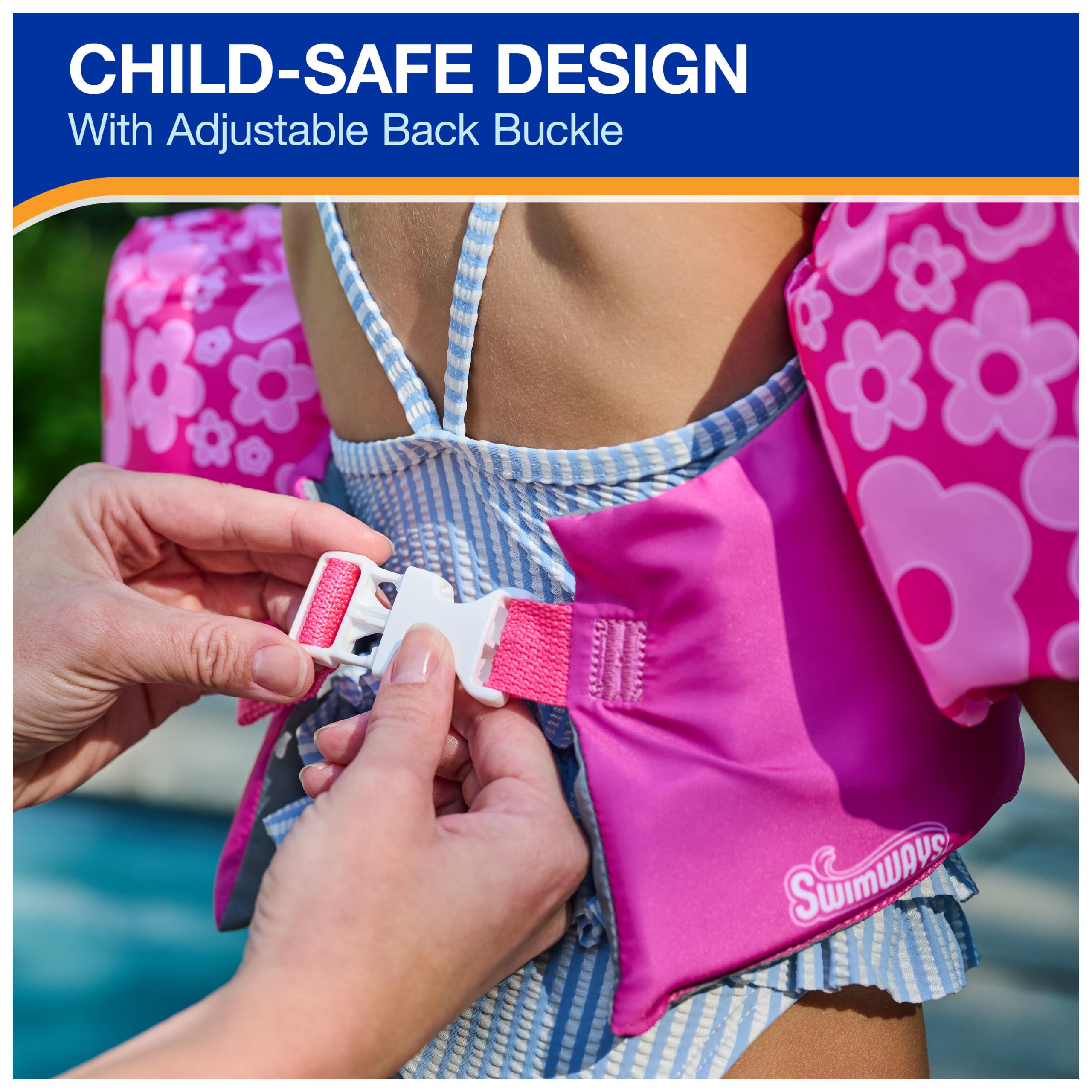 SwimWays Barbie - Chaleco Salvavidas Aprobado por la Guardia Costera de Estados Unidos, Chaleco Salvavidas para niños, flotadores de Brazo y Chalecos Salvavidas para niños de 33 a 55 Libras, Barbie