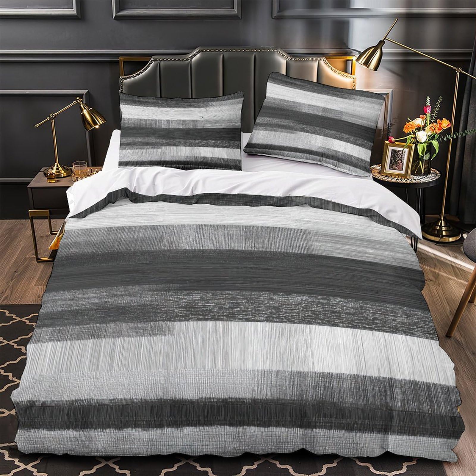 Parure de lit 140x200 microfibre confortable housse de couette fermeture éclair 3D