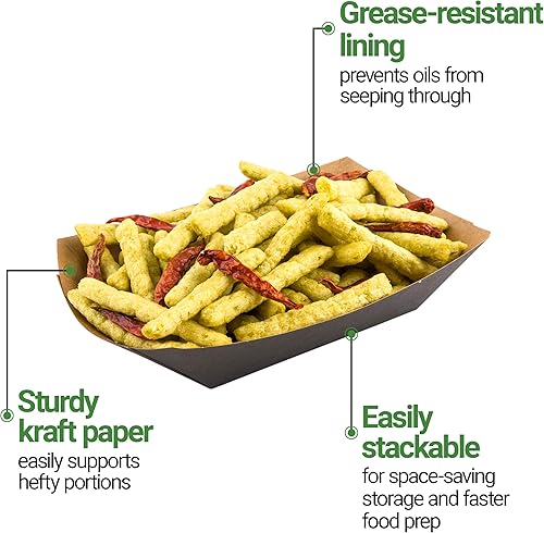 Miniatura 5 de Bio Tek - Botes de comida de 12 libra, 400 bandejas desechables de papel para alimentos, resistentes, a prueba de grasa, botes de papel negro, para