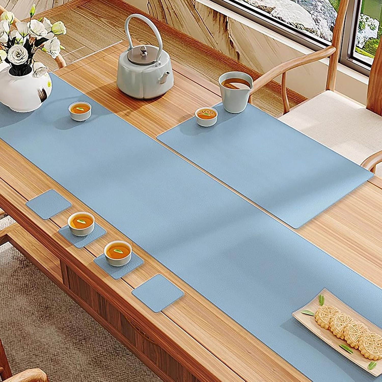 Table Runner,Seasonal Autumn Kitchen Dining Table Decoration,Does not curl, and has Been Cleaned with a Leather-Textured Surface,for Dresser, Dining, Holiday.(Black,11.8*86.6in)