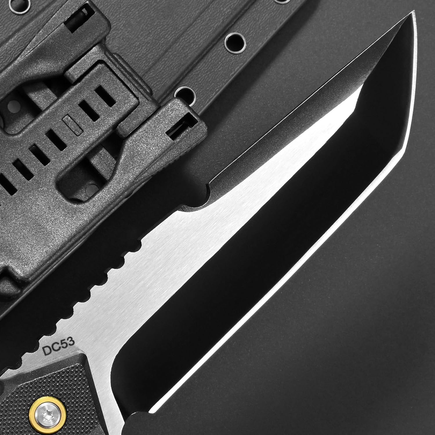 Gtkii GTK35 Fixed Blade Knife DC53 Steel Tanto Blade Full Tang Nylon Fiberglass Handle Compact EDC Fix Knifes for Outdoor Camping Adventure Survival