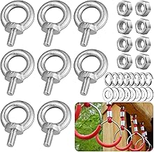 8 Pieces M8 Lifting Ring, Eye Bolts, Screw Ring, Eye Bolt with Plugs and Washers, M8 Male Thread Eye Bolts for Fixing, Suspension
