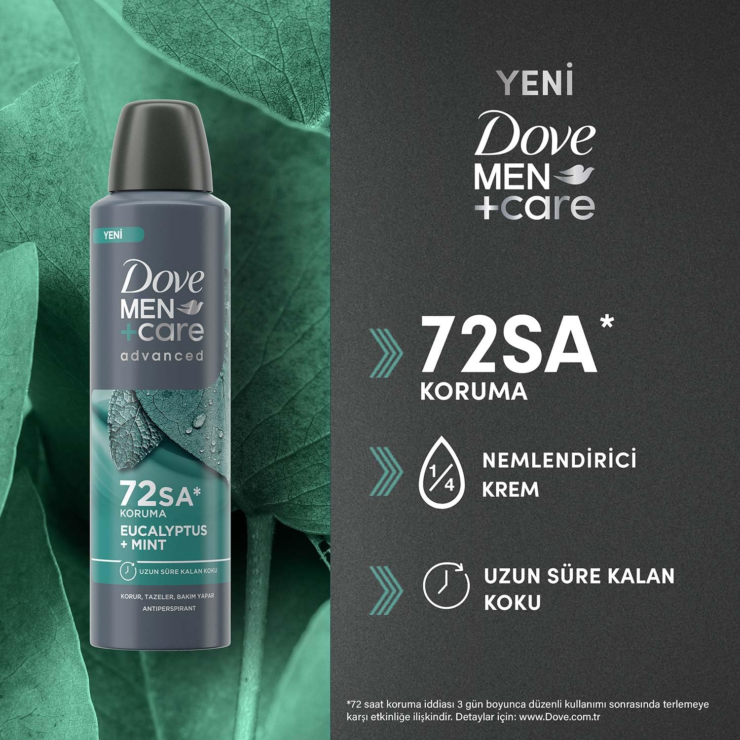 Dove Men Care Advanced Erkek Deodorant 72 Saat Koruma Eucalyptus Mint 150 Ml