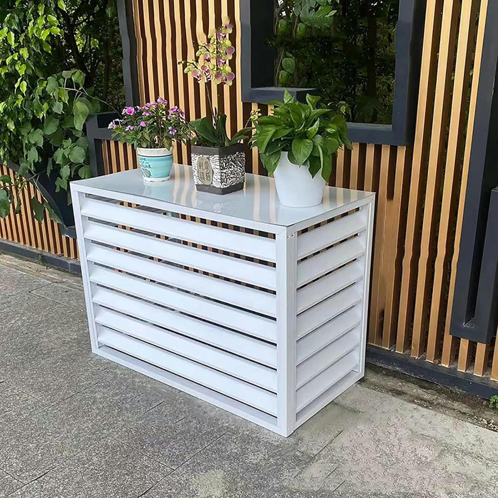 MESCXTY Outdoor Enclosure for Air Conditioners and Heat Pumps, Privacy Fence Screen with Plant Display Rack