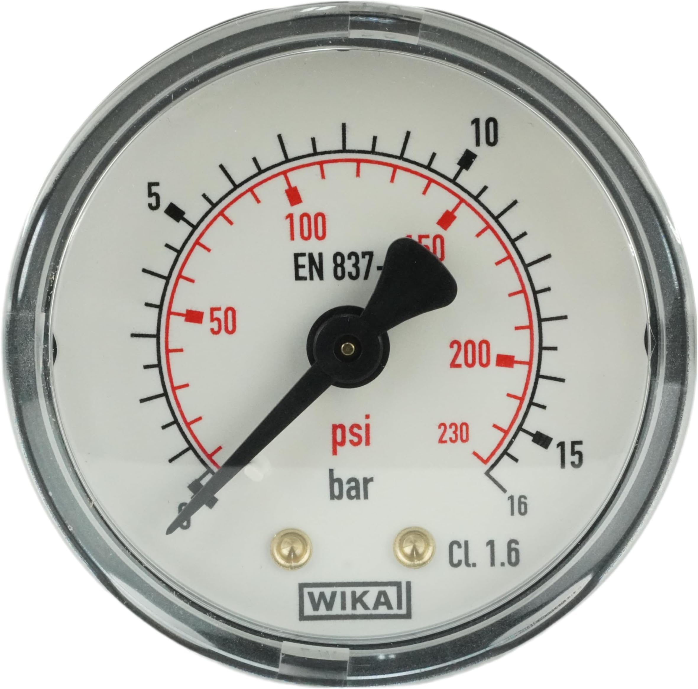 50 mm Horizontal Pressure Gauge 1/4-Inch Male Thread, Gauge Range: 0 - 16 bar
