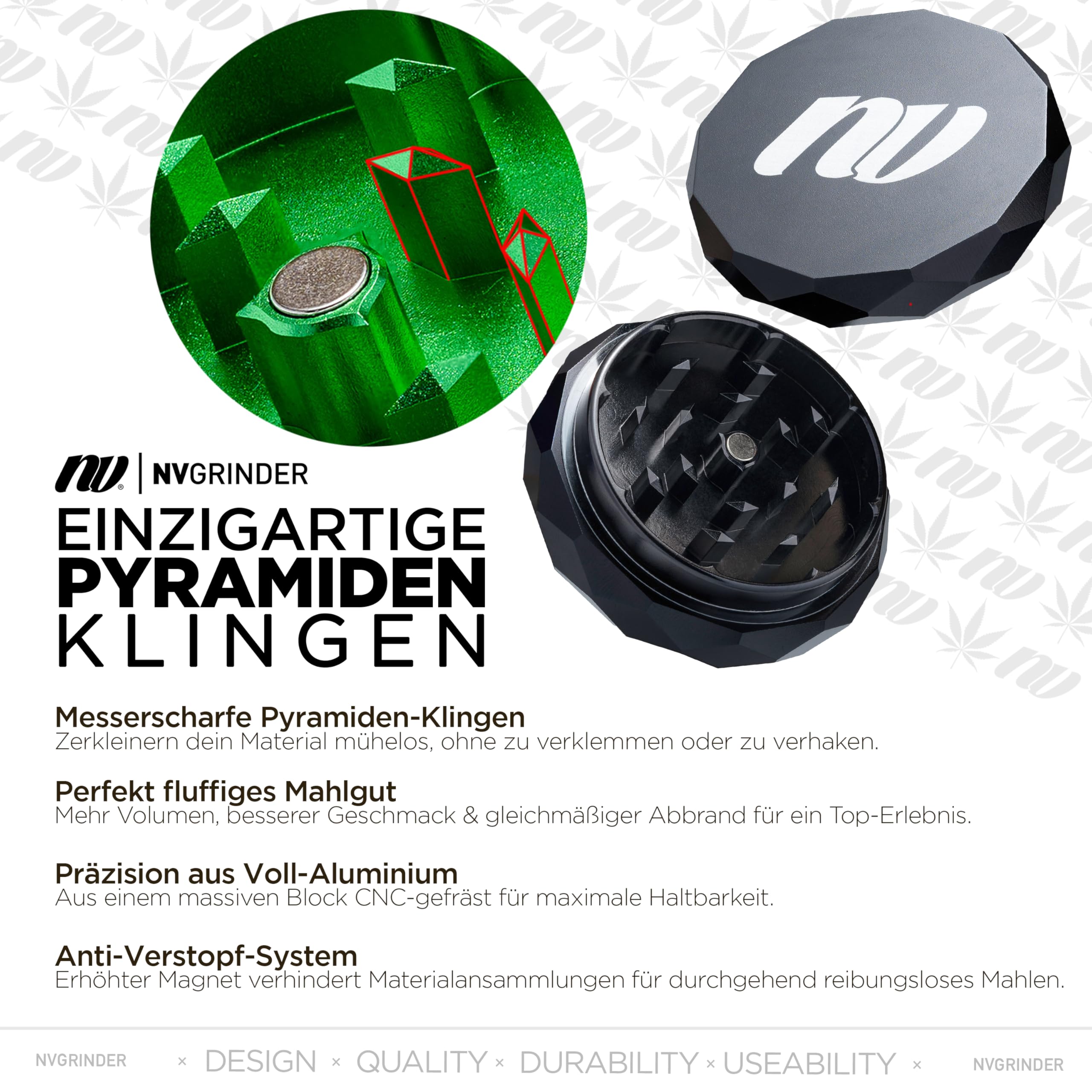 Pyramid Grinder, 2 Pieces, Diameter 63 mm, Includes Protective Bag
